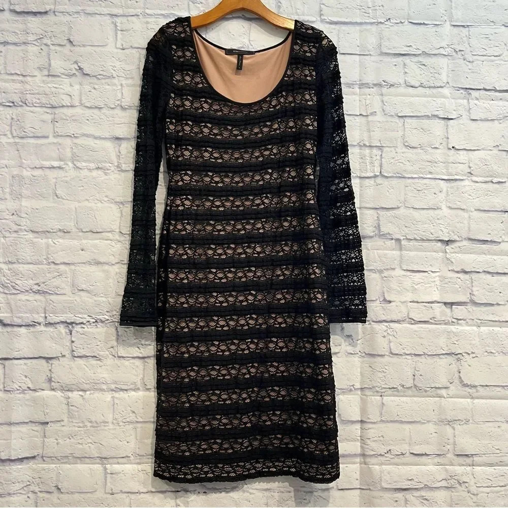 BCBG Maxazria‎ Black Lace Long Sleeve Bodycon Dress